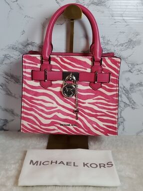 Michael Kors Small Hamilton Dragonfruit Calf Hair Satchel NWT